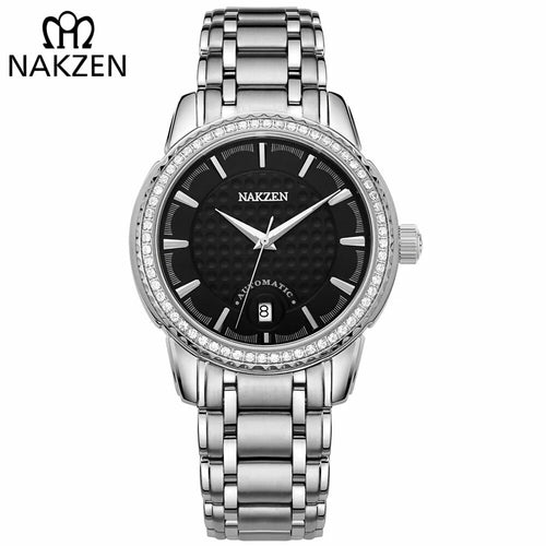 NAKZEN Men's Automatic Mechanical Watch – Miyota 8215 Movement, Sapphire Crystal, Diamond Dial, Waterproof