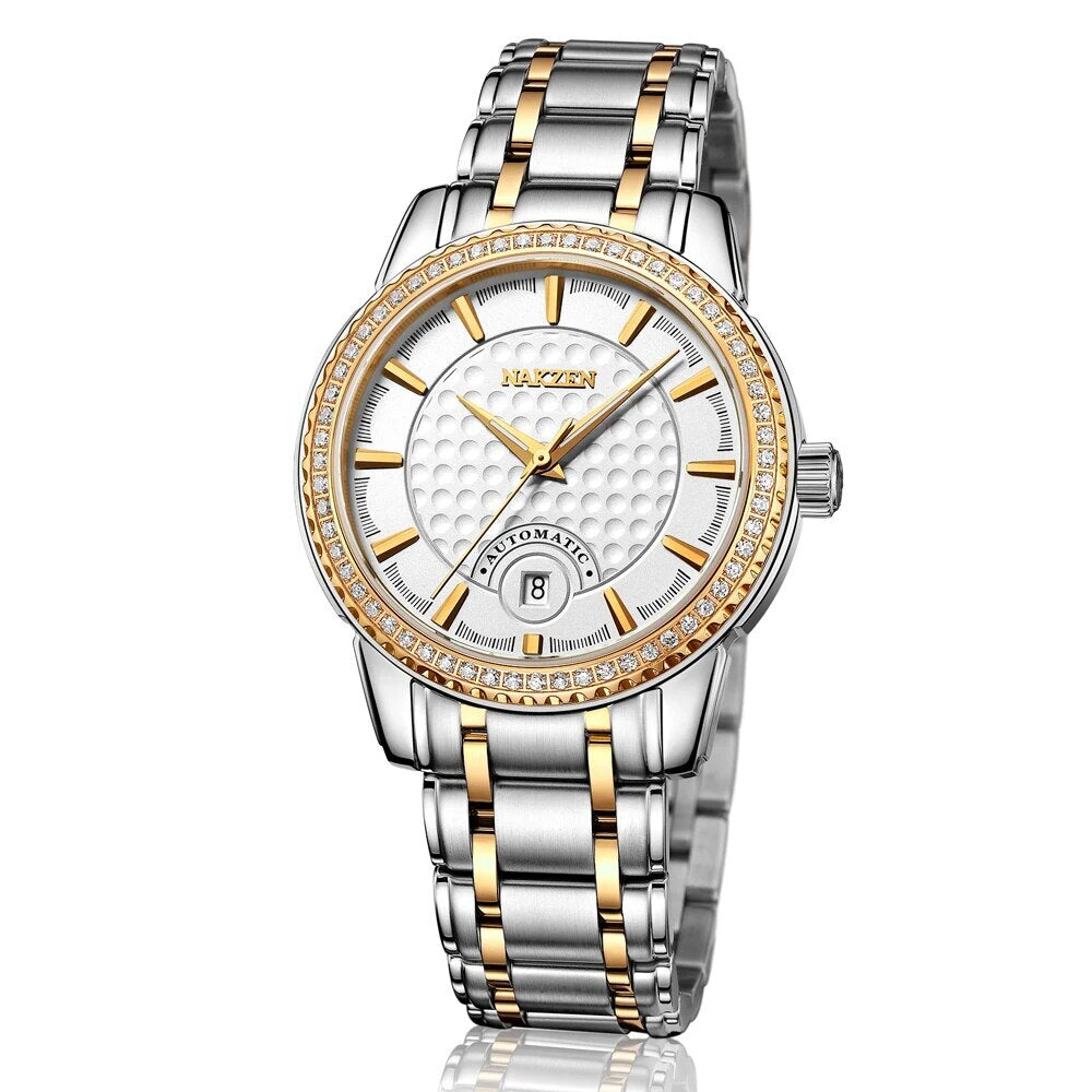 NAKZEN Men's Automatic Mechanical Watch – Miyota 8215 Movement, Diamond Bezel & Sapphire Crystal