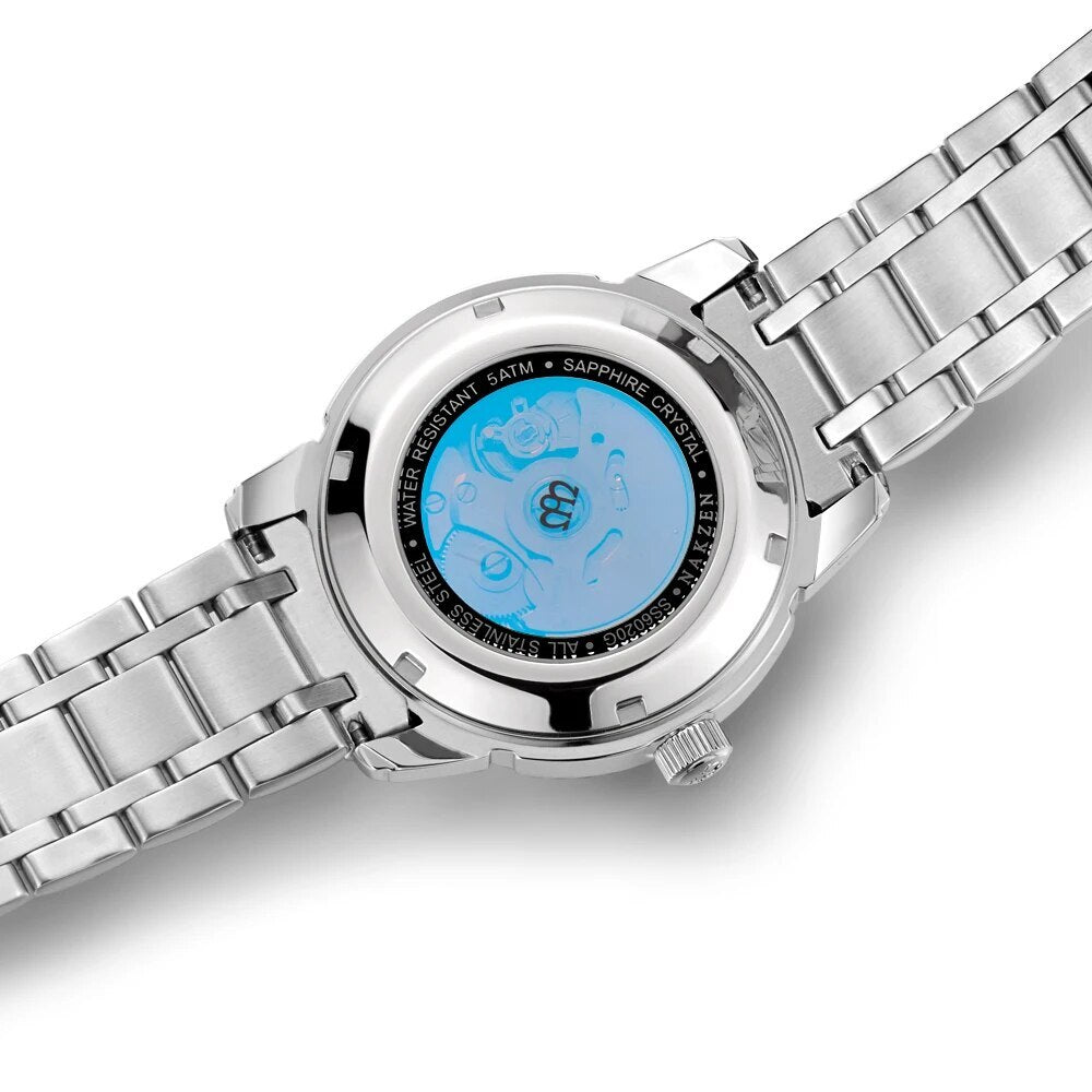 NAKZEN Men's Automatic Mechanical Watch – Miyota 8215 Movement, Diamond Bezel & Sapphire Crystal