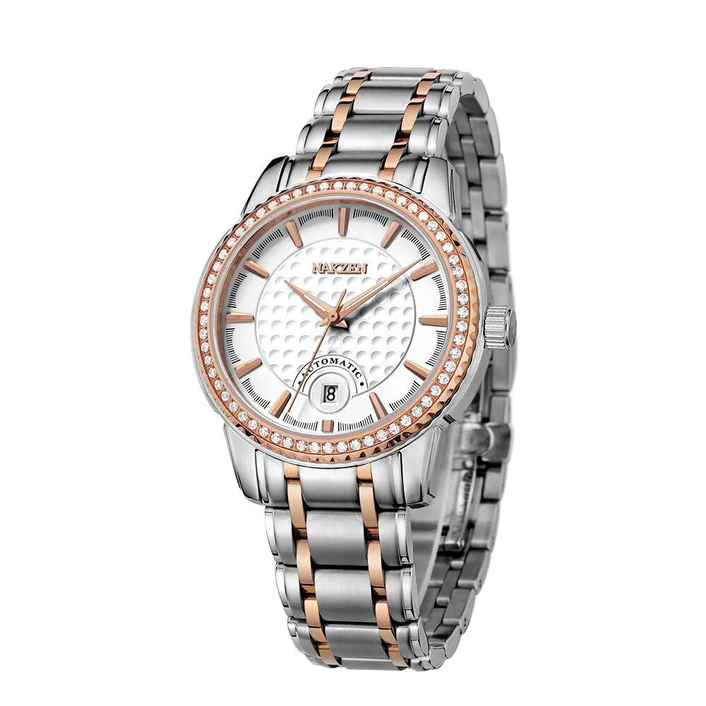 NAKZEN Men's Automatic Mechanical Watch – Miyota 8215 Movement, Sapphire Crystal, Diamond Dial, Waterproof