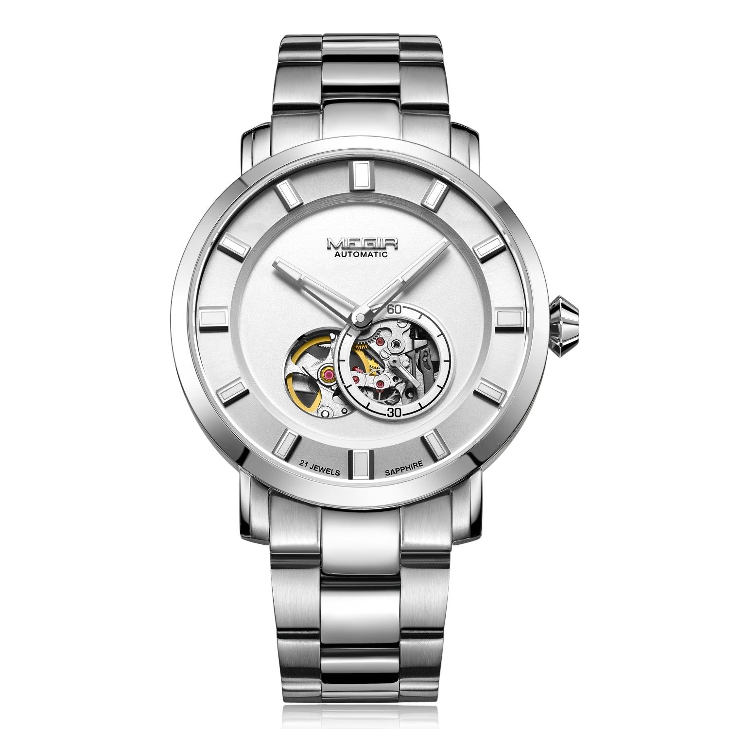 Megir Men's Hollow Automatic Mechanical Watch – Stainless Steel, Waterproof