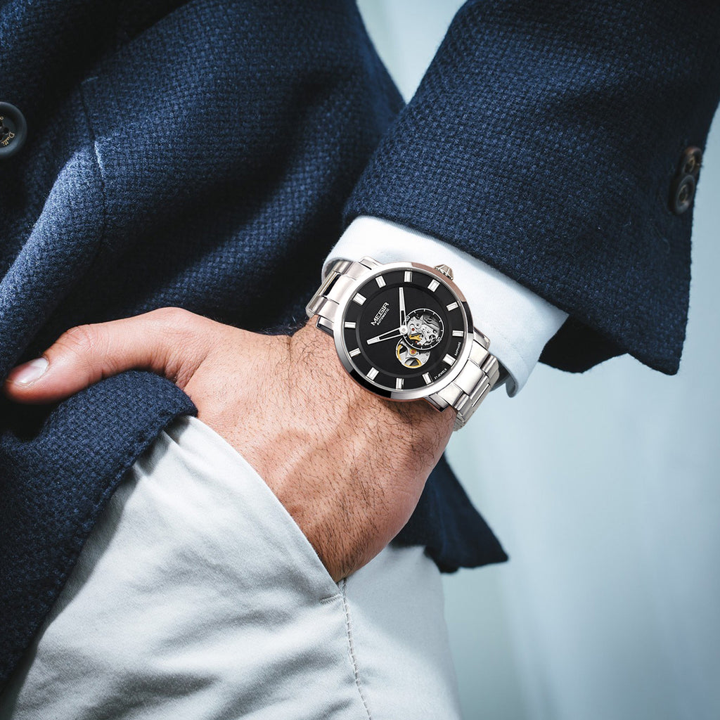 Megir Men's Hollow Automatic Mechanical Watch – Stainless Steel, Waterproof
