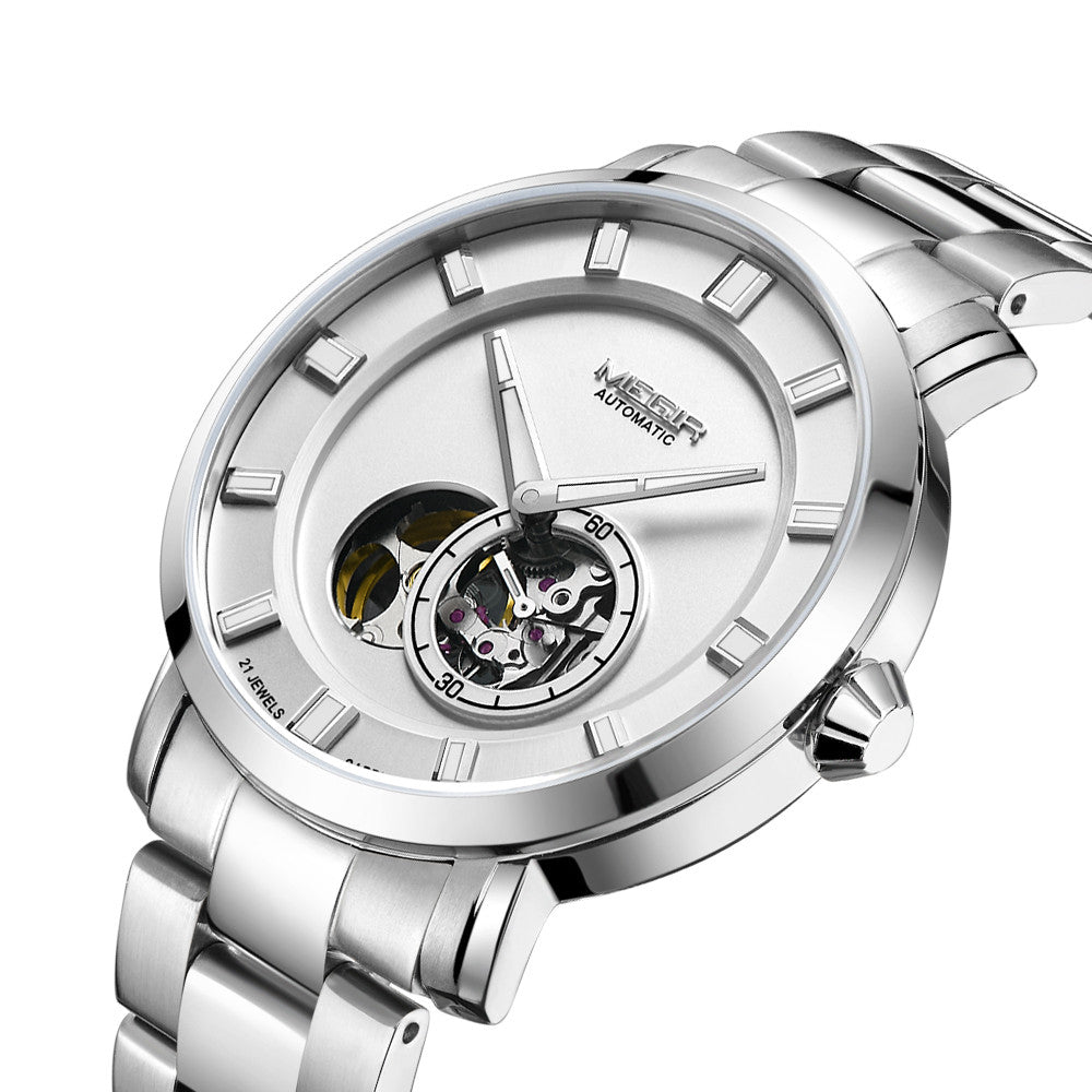 Megir Men's Hollow Automatic Mechanical Watch – Stainless Steel, Waterproof