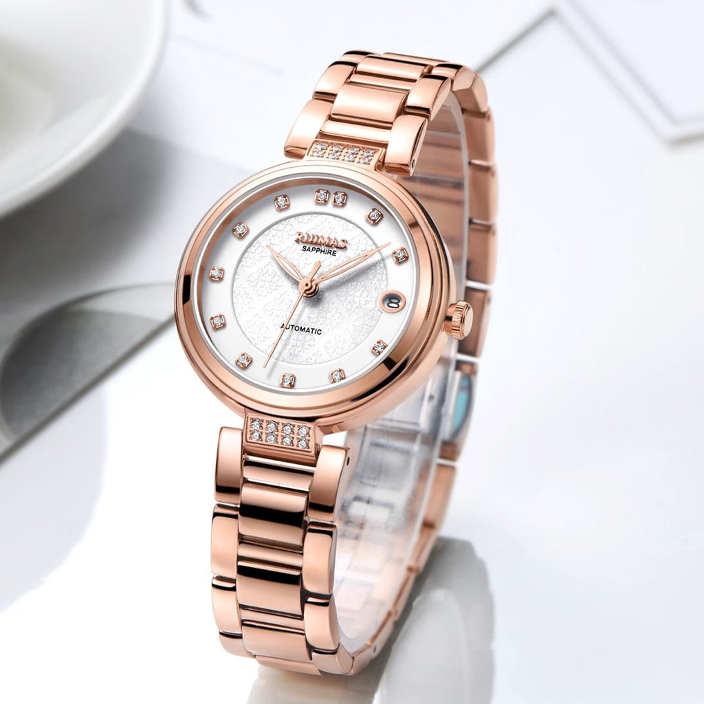 RUIMAS Women's Automatic Mechanical Watch – Stainless Steel Strap, Date Display