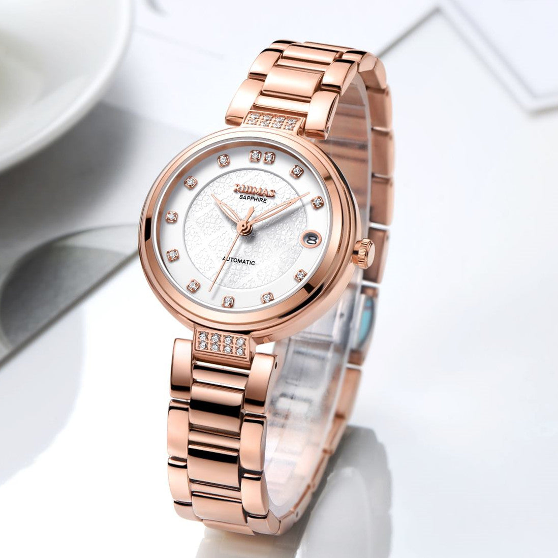 RUIMAS Women's Automatic Mechanical Watch – Stainless Steel Strap, Date Display