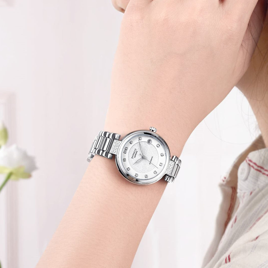 RUIMAS Women's Automatic Mechanical Watch – Stainless Steel Strap, Date Display
